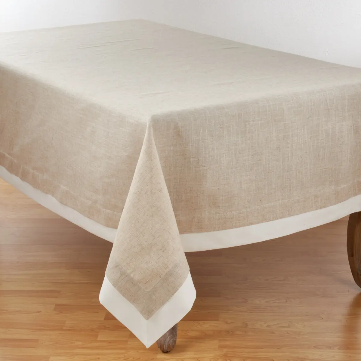 SARO 1982.N67180B Rectangle Kitchen Tablecloth - 67"x180", Double Layer Design, Natural, Elegant Accent, Machine Washable Household Linen