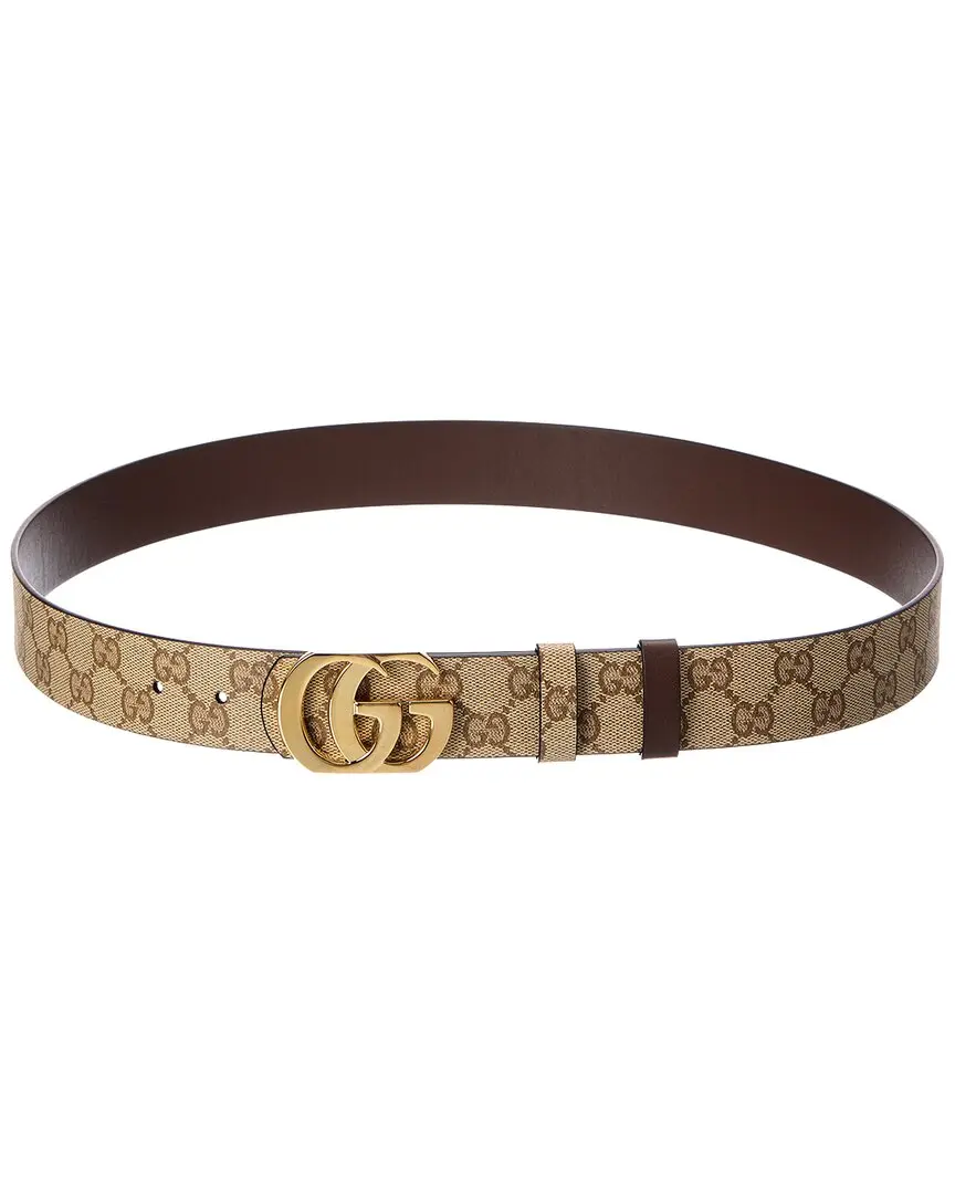 Gucci Reversible GG Coated Canvas & Leather Belt