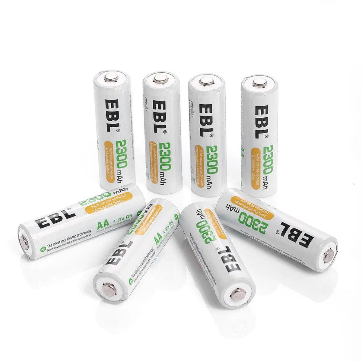 EBL 8 Pack AA Ni-MH Rechargeable High Capacity Batteries (2300mAh), Pre-Charged Portable Solar Cells with ProCyco Safe Cycling Support, Remote-Ready, Longer Lifespan, Safety Ensured, Storage Case, High Capacity Battery