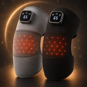 2 Pack Heated Knee Massager with Vibration – Cordless Rechargeable Knee Brace with 3 Heat Levels & 3 Massage Modes, LED Display, Adjustable Knee Shoulder Elbow Heating Pad, Gift for Men Women (Grey+Black)