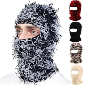 Unisex Distressed Knit Balaclava Ski Mask - Windproof Full Face Cover for Cycling, Snowboarding & Skiing - Cozy, Stylish Winter Gear for Outdoor Adventures