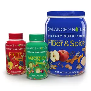 Balance of Nature Whole Health System - Whole Food Fruits & Veggies and Fiber & Spice Supplements - 30 Servings Each Healthcare Dietary