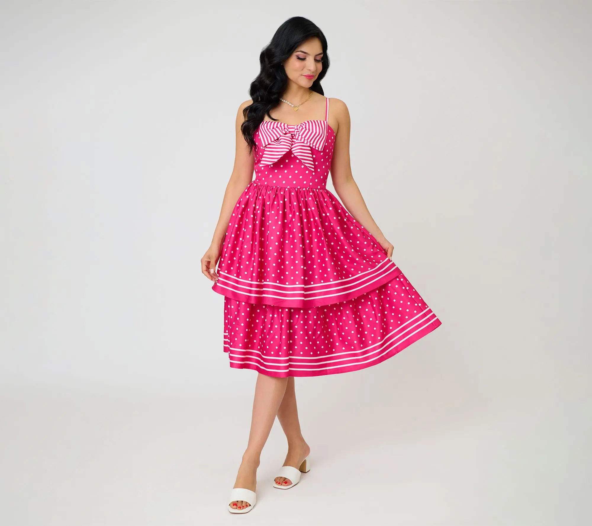 Unique Vintage Hot Pink 2 Tier Sweetheart Dress