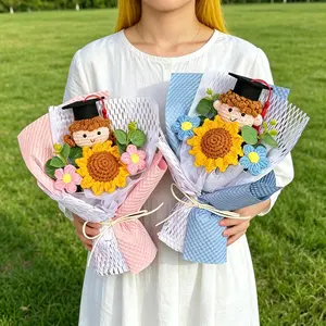 Handmade Crochet Graduation Bouquet | Sunflower Knit Flower Grad Gift | Congrats Grad Keepsake Bouquet