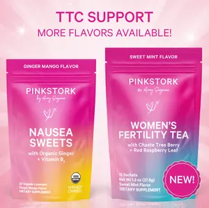Pink Stork TTC Support Duo | Vitex, Red Raspberry Leaf, Ginger, B6 | USDA Organic Support for Women's Health + Cycles