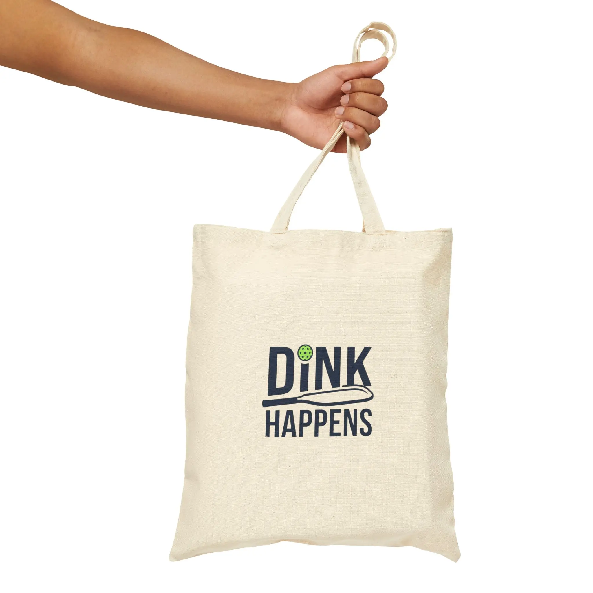 Dink Happens Pickleball Tote Bag for Women, Retro Sports Themed Graphic, Heavy 12oz Cotton Canvas with Reinforced Handles, Sporty Chic, Sports Themed Graphic Women's Tote Bags