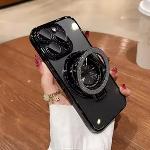 Glitter Phone Case with Ring Holder, 1 Count Anti-fall Phone Cover, Shockproof Phone Protective Case Accessories Compatible with iPhone 11 12 13 14 15 Pro Max