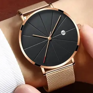 Elegant Mesh Belt Quartz Watch Gold Stainless Steel Women's Fashion Business Trendy Luxury Wristwatch All-Match Vintage Jewelry