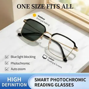 Light-Adaptive Progressive Reading Glasses – Blue Light Blocking, Anti-Glare, Soft Nose Pads for Comfort