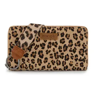 Wrangler Women's Wallet Leopard Print Wallets RFID Bifold Credit Card Holder