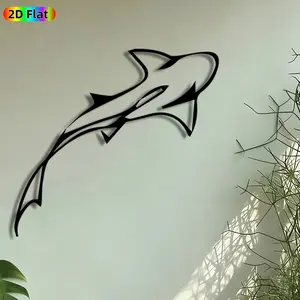 1pc Shark Silhouette Metal Wall Art, Ocean Predator Statue Mural, Intricate Craftsmanship, Artistic Metalwork, Perfect for Housewarming, Summer Decor, Perfect for Living Room Patio Wall Beach House Decor, Ideal Gift for Marine Life Enthusiasts.