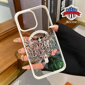 Western MAMA Pattern Magnetic Phone Case Supports Wireless Charging for iPhone 15 16 14 Pro Max 13 12 11 XR XS Plus E Shockproof Non Slip Protection Silicone Transparent Acrylic Cover Cellphone Protective