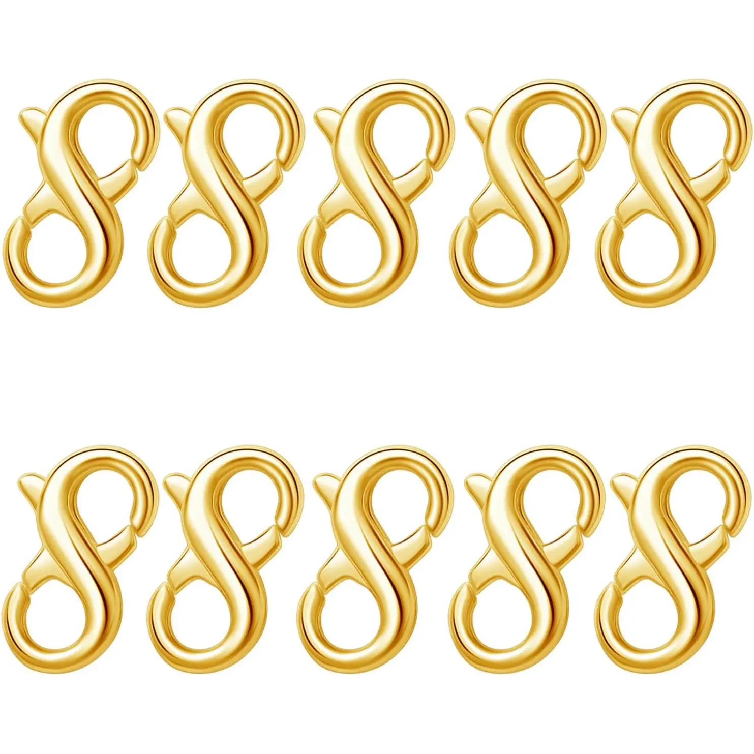 10pcs Golden Double-Opening Lobster Clasps Set, Beads and Accessories, Jewelry Making Supplies for Effortless Attaching and Detaching of DIY Necklaces, Bracelets