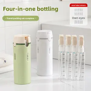 4-in-1 Travel Dispenser Bottle for Toiletries Portable Cosmetic Shampoo Storage Lotion Compact Plastic Container Wholesale Easy Press Smooth Flow  bottle