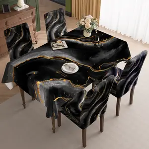 2/5/7PCS restaurant chair decoration, black gold marble texture pattern, removable for cleaning, dirt resistant, sewn closed, suitable for home, office, hotel chair decoration