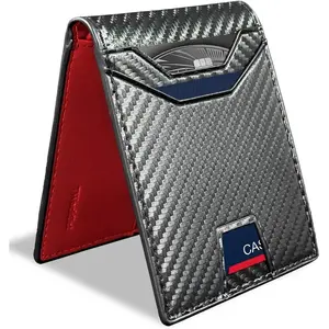 Slim RFID Blocking Wallets for Men Synthra(TM) Ultra Leather Bifold Minimalist Wallet 11 Cord Holder Thin Mens Wallet with  Box (Dark Red)