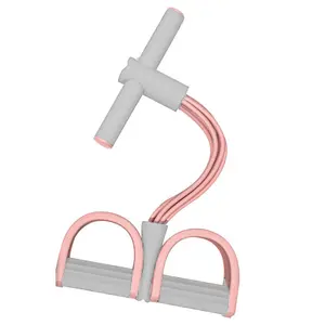 Multi functional foot pedal resistance band trainer - a portable foot pedal fitness device for home gyms, with multiple tubes and adjustable resistance