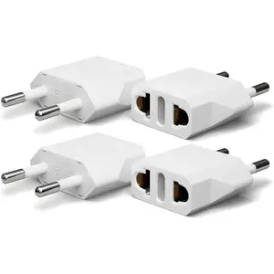to  Plug Adapter 4 Pack - Type C European Travel Converter for , France, , Spain - Compact  to EU Outlet Adapter - White