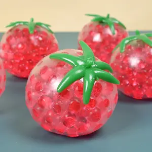 Novelty Bead Filled Tomato Squeeze Toy - TPR Soft Squishy, Beaded Fruit Decompression Fidget for Kids & Adults