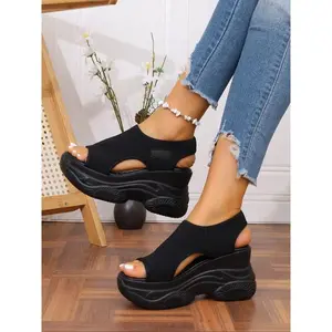 Women's Fashionable Platform Sandals, Casual Comfortable Square Toe Sandals for Summer, Lightweight Breathable Shoes for Daily Wear, Girl, Beach Sandals