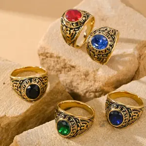 Vintage Eagle Ring with Cubic Zirconia – Classic Engraved Statement Ring for Men, Daily Wear Jewelry, Gift for Boyfriend