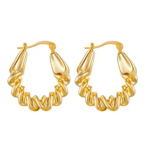 Small Chunky Gold Hoop Earrings, Gold Plated Hypoallergenic Earrings Hoops Jewelry for Women Trendy