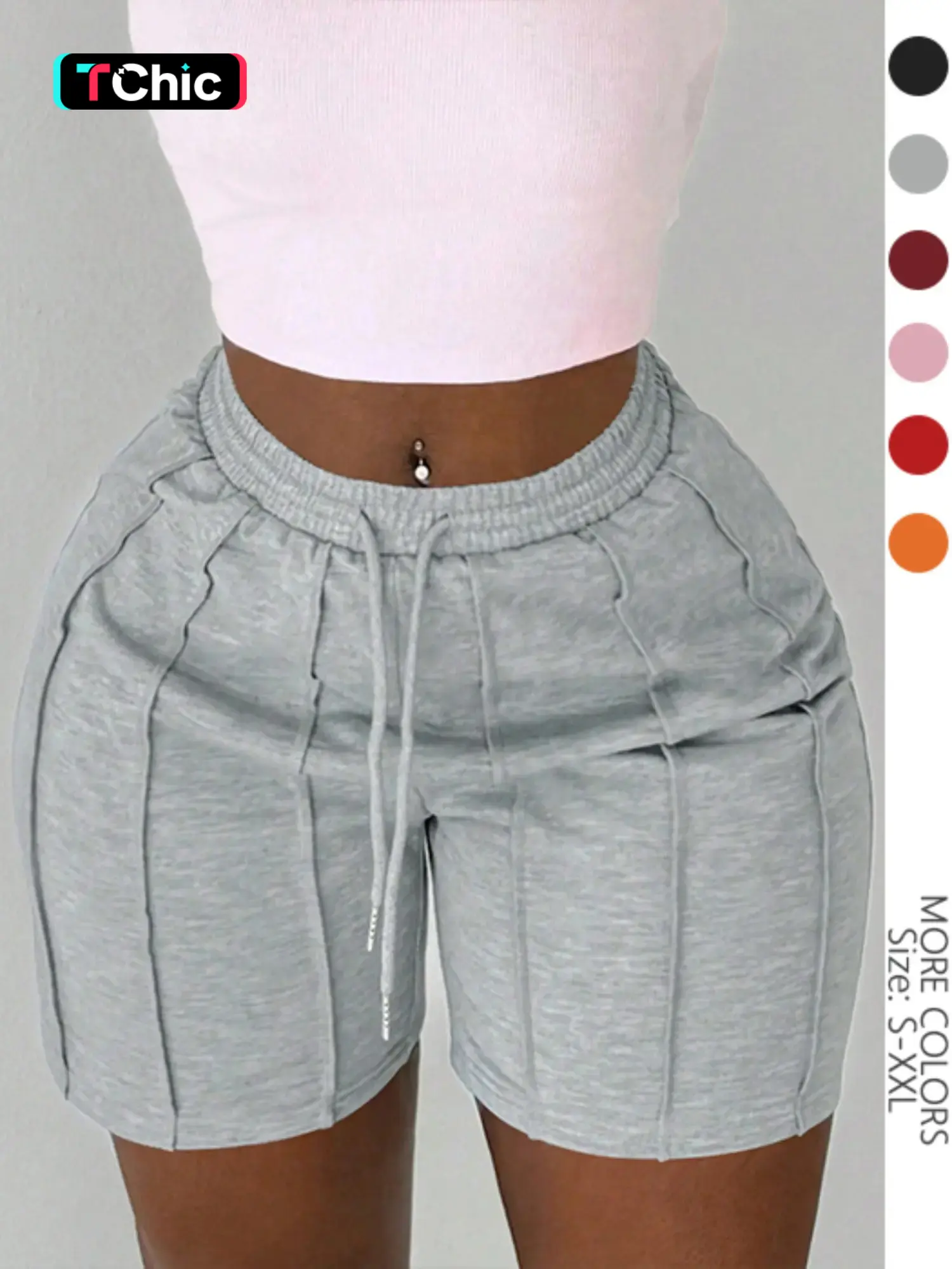 Women's Plain Drawstring Waist Shorts, Basic Casual Comfy Breathable Shorts for Summer, Ladies Bottoms for Daily Wear, Soft Shorts, Womenswear, Skinny