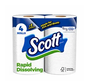 Scott Rapid-Dissolving Toilet Paper, 4 Double Rolls Pack