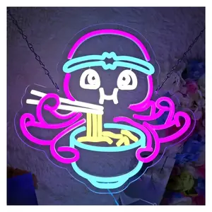 Sign Illuminated Octopus Eat Ramen Neon Sign Light Dimmable For Restaurant Kitchen Club Hotel Pub Party Decor Sign Illuminated Lamp 34cmx32cm