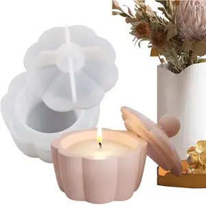 Flower Candle Holder Silicone Mold Set, Gypsum Candle Stand, Drip Glue Candle Mould, Storage Box, Bedroom Living Room Organizer, Floral Design