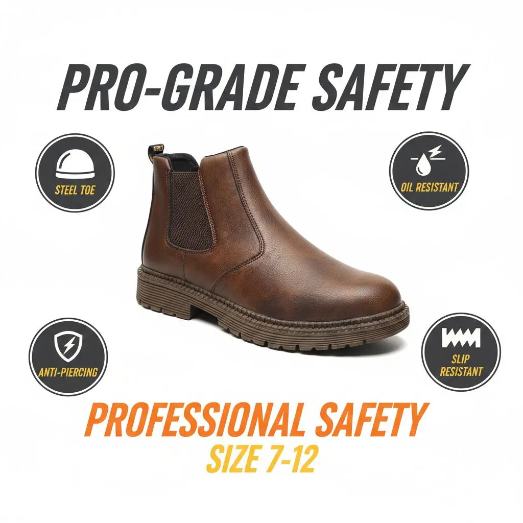Lightweight Safety Shoes for Men and Women, Waterproof Chef Work Sneakers, Anti Slip, Breathable and Smash Proof for Factory, Industrial and Maintenance Tasks