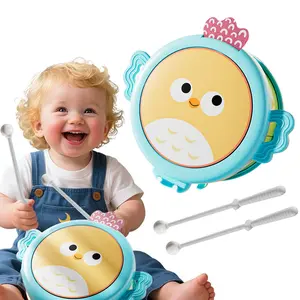 Owl Double-Side Drum, Early Childhood Musical Insturments, Exercise the Balance Abilty of Limbs Coordination, Promote the Development of Brain Potential and hands, Special Christmas Birthday Gifts