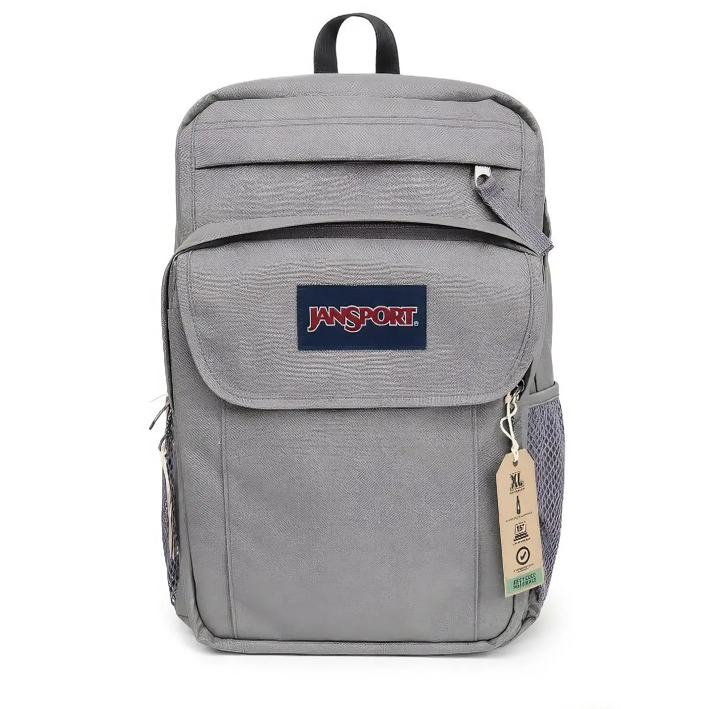 Jansport Classic Graphite Grey 27L Backpack - Durable, Stylish Textured Solid Casual Bag with Zipper for Everyday Carry, Unisex, Backpacks For School, Campus Life, Branded Logo Patch, Adjustable Shoulder Strap, Durable And Stylish, Fabric, Daily Adventure