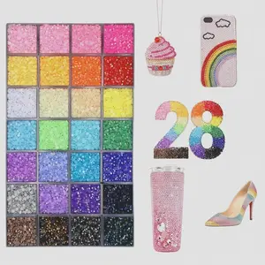 24,999 3mm Mixed-Color Shiny Resin Water Gems (No Box) - DIY Rhinestone for Handcrafting, Clothing, Water Cups Handmade Press On Handmade Reusable Nails（A total of 140 grams)