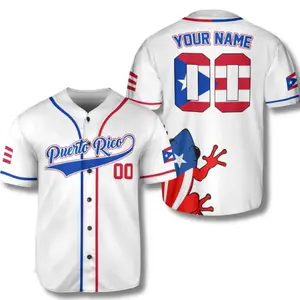 Custom Puerto Rico Baseball Jersey, Personalized Puerto Rican Button Up Jersey, Boricua Flag Baseball Shirt Gift