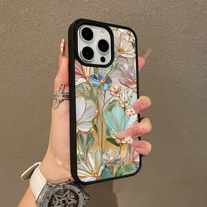 Trendy Magnetic Case for iPhone11/12/13/14/15/16/17/promax Pastel floral mosaic pattern MagSafe Ready, Ultra Thin & Shockproof |   Cute Pick for Girls