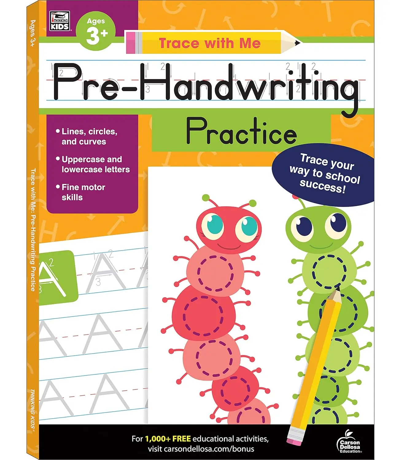 Carson Dellosa Trace With Me: Letter Tracing for Kids Ages 3-5, ABC Letter Tracing & Handwriting Practice Workbook for Kids PreK and Up, Trace Letters Alphabet Handwriting Practice for Preschool