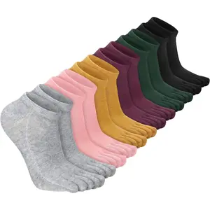 6 Pairs Women Toe Socks Cotton Compression Anklelow Cut Five Toe Sock for Women Men Kids Athletic Running