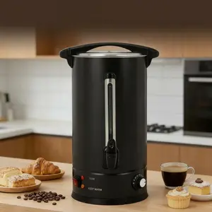 Commercial Coffee Urn – 14-16L Double-Wall Stainless Steel Percolator, Large Capacity Electric Hot Water & Beverage Dispenser, Fast Brewing for Events, Catering, Weddings, Kitchen – 100-110 Cups