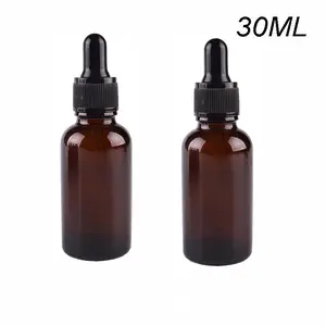 30ml/15ml Glass Eyedrop Bottle, 2 Counts Boston Round Bottle with Glass Straw, Portable Sample Empty Bottle, Summer Essentials, Glass Bottles