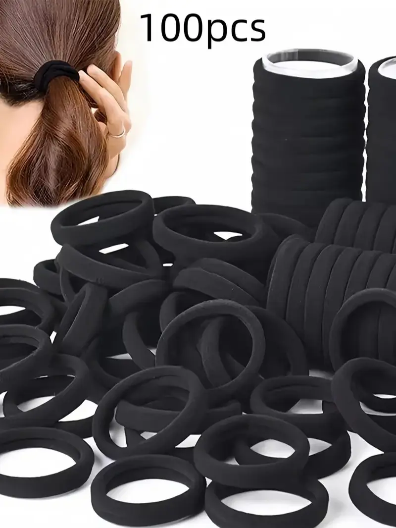 100Pcs Bulk Hair Ties, Soft Elastic Ponytail Holders Rubber Hair Bands, Daily Office School Gym Sports Wear, High Stretch No Damage Non-Slip, Hair Accessories for Women Girls Teens All Hair Types