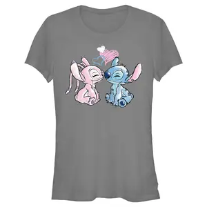 Junior's Lilo & Stitch With Angel Couple T-Shirt
