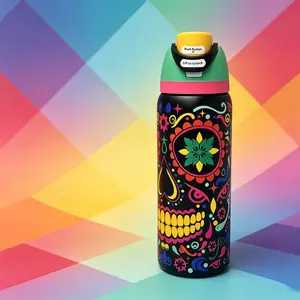 Owala FreeSip Stainless Steel Straw Water Bottle, BPA-Free Sports Water Bottle, Travel-Friendly, 32 oz, Glow-in-the-Dark Skull Series outdoorfun