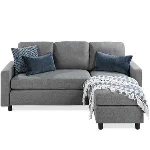 Best Choice Products Linen Sectional Sofa Couch w/ Chaise Lounge, Reversible Ottoman Bench Best Choice Products Linen Sectional Sofa Couch w/ Chaise Lounge, Reversible Ottoman Bench
