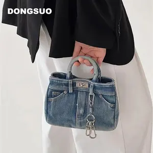 Denim tote bag women designer box shoulder bag  crossbody 2023 new