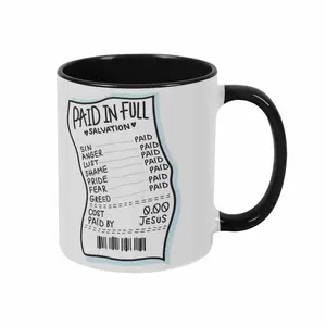 Paid In Full Salvation Christian Receipt Design Ceramic Mug (11oz/15oz) Faith Inspired Print Unique Religious Gift Durable Glossy Finish Perfect For Morning Coffee Church Gatherings Spiritual Reflection Easter Celebration Friendship Encouragement Home Off