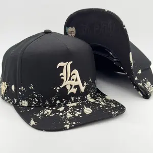 Black/Beige LA Flat Cap