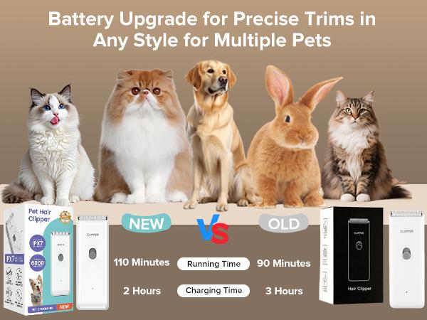 Dog Clipper for Matted & Long Hair,Quiet Pet Paw Hair Trimming Groomer,Handy Cordless Rechargeable Waterproof Shaver Kits for Cats,Small Dogs & Pets