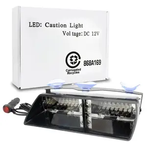 High Brightness 16 LED Suction Cup Warning Light, Flashing Car Dashboard Glass Scraper, Multiple Modes, Aluminum Parts, Automotive Decorative Lamp Strip, Light Bar Car