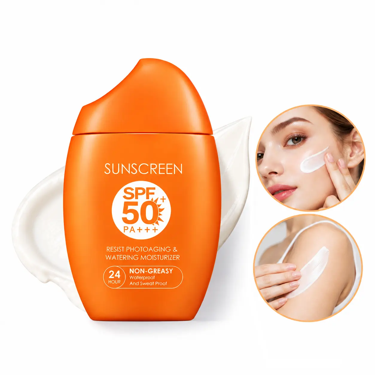 Sunscreen Cream SPF 50+ PA++++, Travel Size Body Care Sunblock, UV Protection for Face & Body, Daily Coverage, No White Cast, Lightweight Non-Greasy, Reapplies Over Makeup (Beach, Pool)